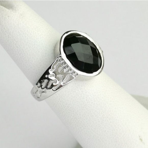 Black Onyx Signet Ring  in Sterling Silver size 6