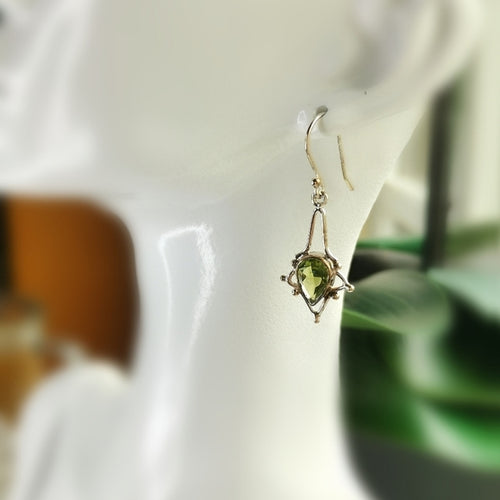 "Sparklers" Peridot Dangle Drop Earrings in Sterling Silver