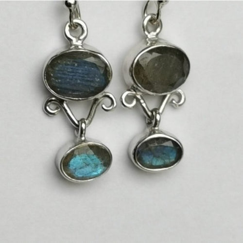 Labradorite Dangle Drop Earrings in Sterling Silver