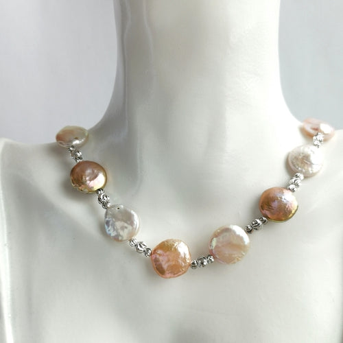 Blush Coin Pearl Pearl Necklace with Sterling Silver