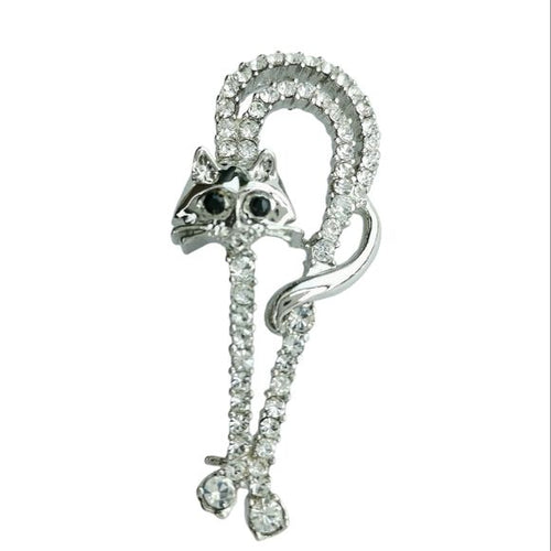 Crystal Cat Arched Back Brooch