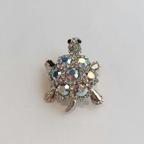 Rose Gold a/b Crystal Turtle Brooch