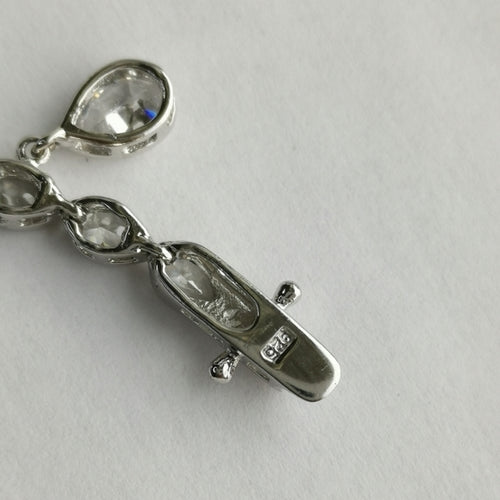 White Sapphire Tennis Bracelet with Teardrop Charms