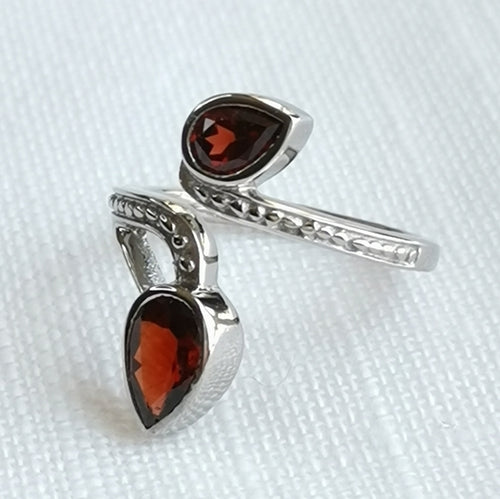 Garnet Vine Gemstone Ring in Sterling Silver