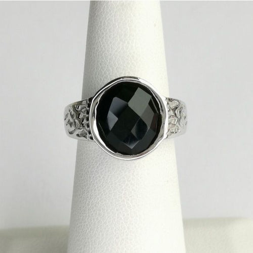 Black Onyx Signet Ring  in Sterling Silver size 6