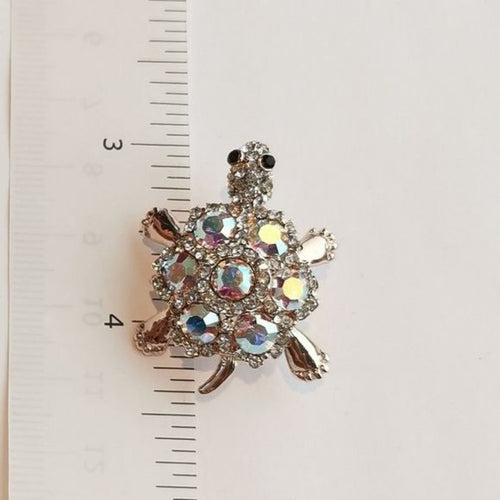 Rose Gold a/b Crystal Turtle Brooch