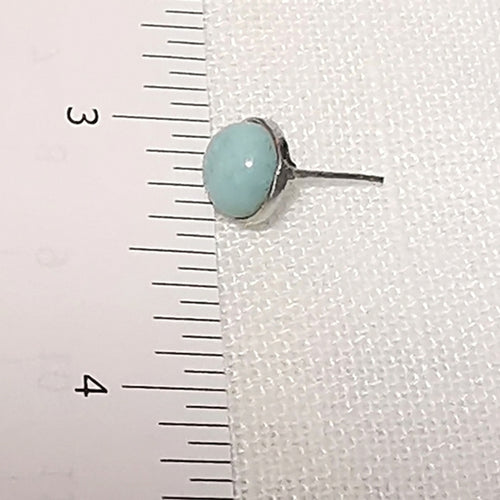 Cabochon Larimar Stud Earrings in Sterling Silver