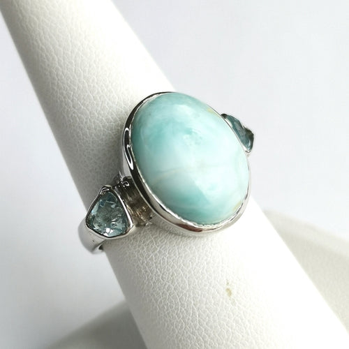 Larimar Blue Topaz Ring in Sterling Silver size 8