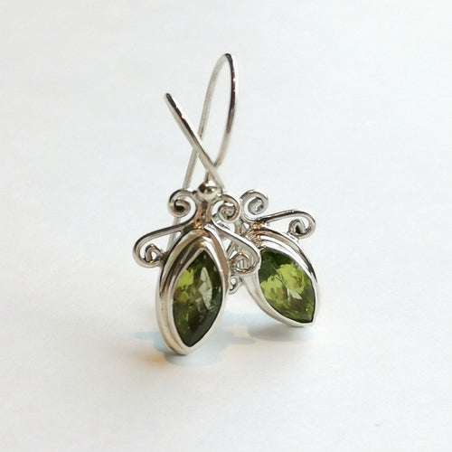 Marquise Peridot Drop Earrings in Sterling Silver