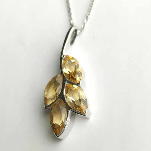 Citrine "Leaves" Pendant Necklace in Sterling Silver