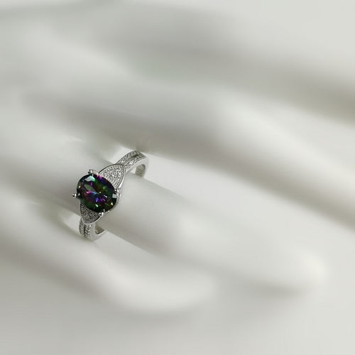 Mystic Topaz Ring with CZ accents  size  8