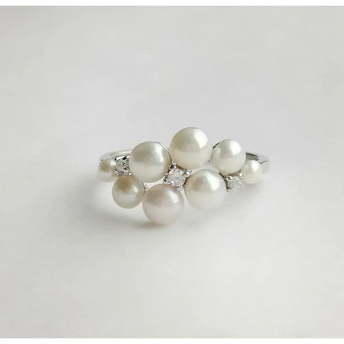 White Cultured Pearl Sapphire ring size 8