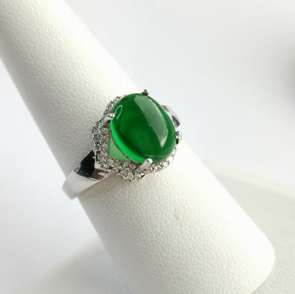 Green Onyx Ring with White Sapphire