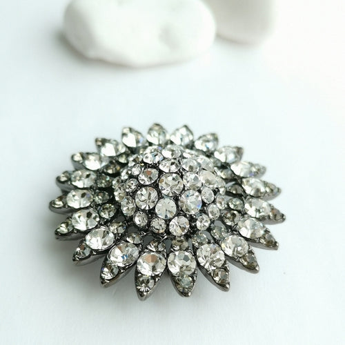 Vintage Large Sunburst Crystal Brooch