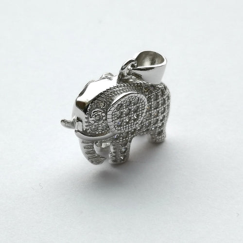 Lucky Elephant Pendant Necklace in Sterling Silver and CZ