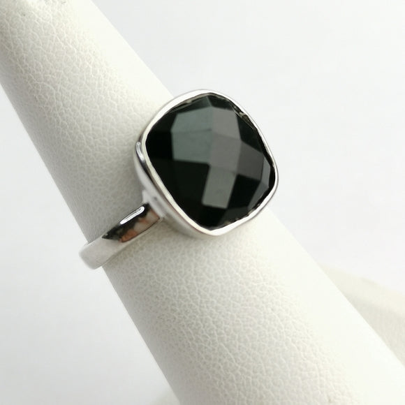 Back Onyx Ring in Sterling Silver size 7