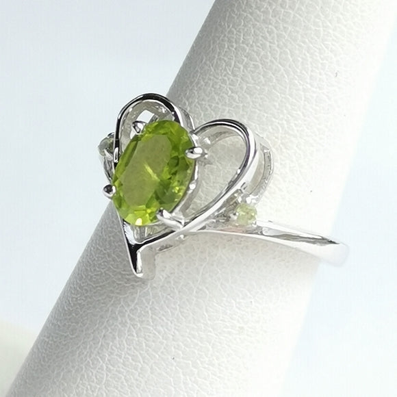 Sterling Silver Heart Ring with Peridot