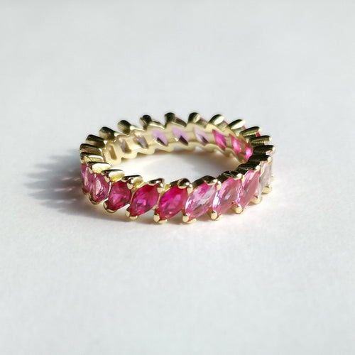 Pink Spinel Eternity Band Ring in 14k Gold Vermeil