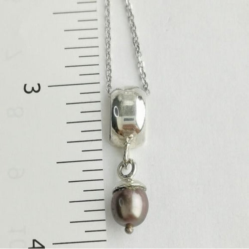 Grey Freshwater Pearl Pendant Necklace in Sterling Silver