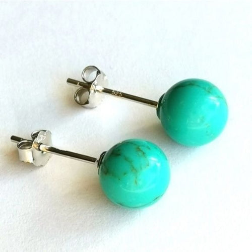 Turquoise Ball Earrings on Sterling Silver Studs 6mm