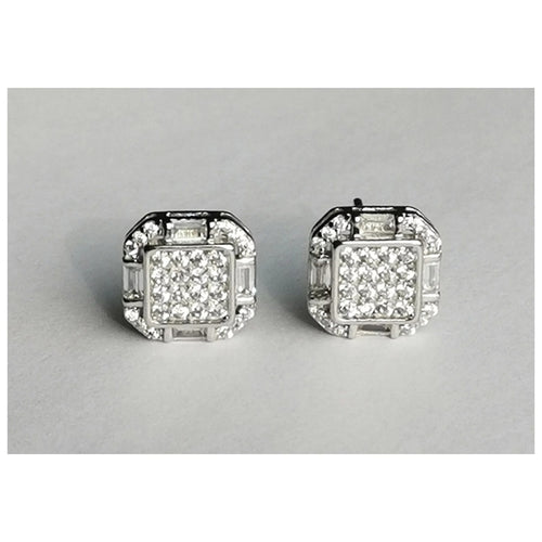 Art Deco Styled Earrings in Sterling Silver and CZ