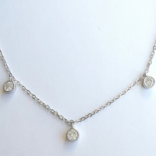 CZ Droplet Necklace in Sterling Silver 18"