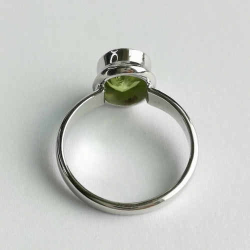 Apple Green Peridot Ring in Sterling Silver size 6