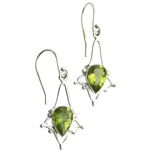 "Sparklers" Peridot Dangle Drop Earrings in Sterling Silver