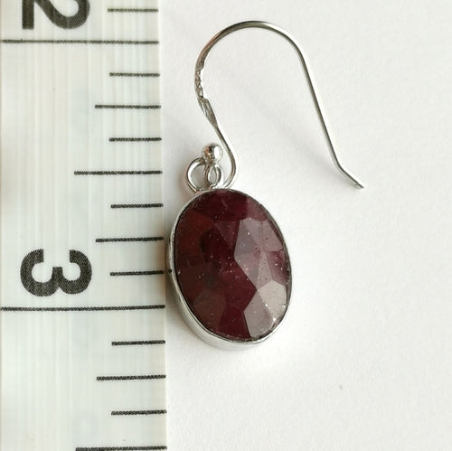 Ruby Sterling Silver Dangle Drop Earrings