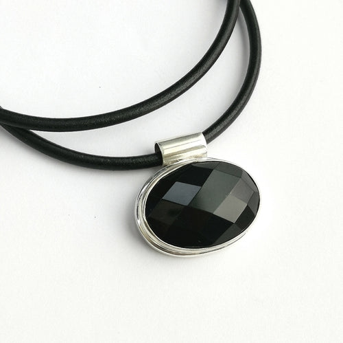 Black Onyx Sterling Silver Pendant Necklace