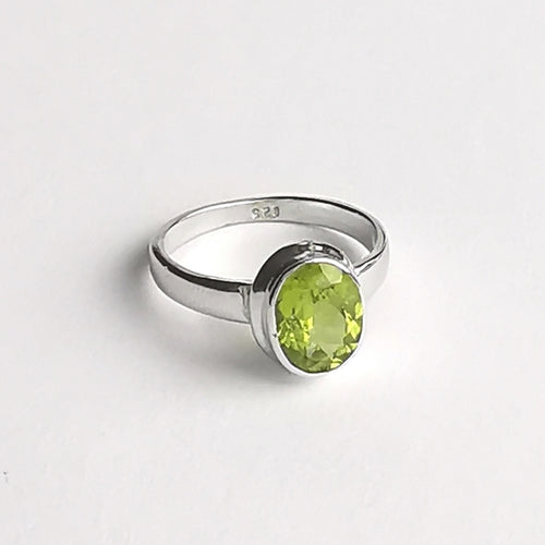 Apple Green Peridot Ring in Sterling Silver size 6