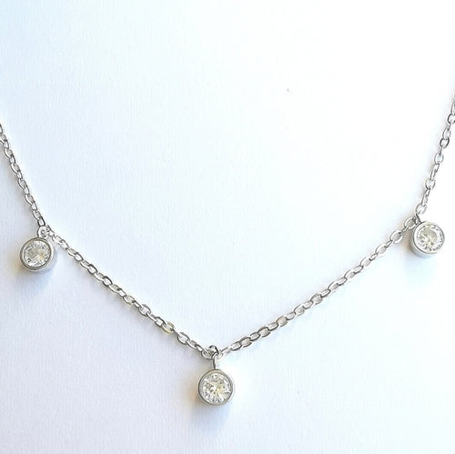 CZ Droplet Necklace in Sterling Silver 18"