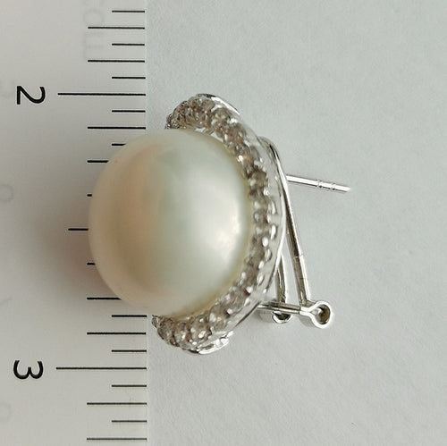 South Sea Pearl White Sapphire Earrings