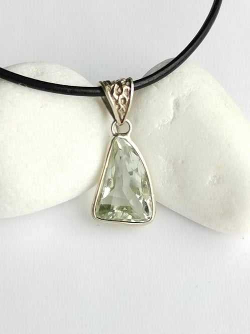 Modernist Green Amethyst Pendant Necklace