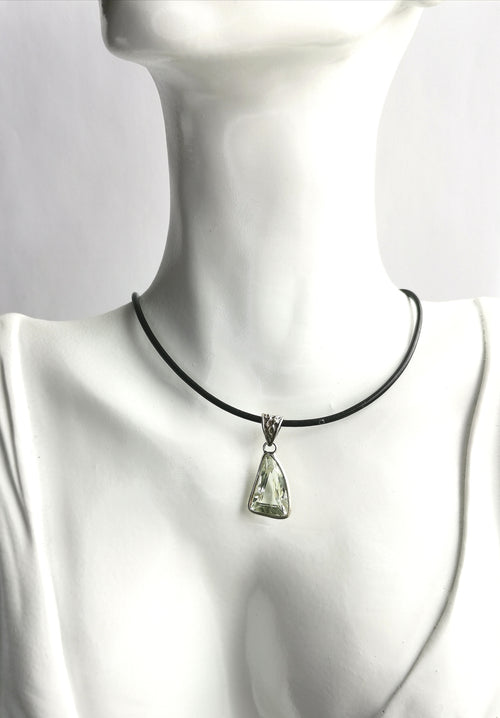 Modernist Green Amethyst Pendant Necklace