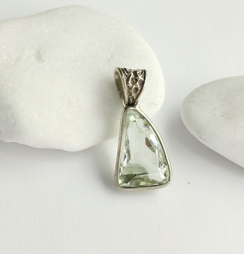 Modernist Green Amethyst Pendant Necklace