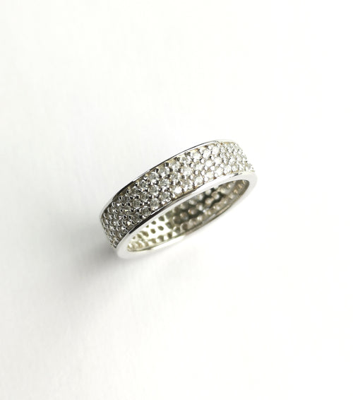 White Sapphire Eternity Band Ring in Sterling Silver