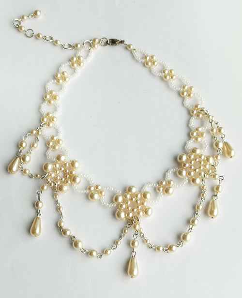 Vintage Czech Pearl Crystal Choker Necklace