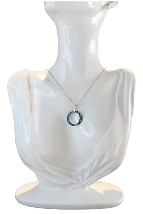 Turquoise Entwined Circles Pendant Necklace in Sterling Silver