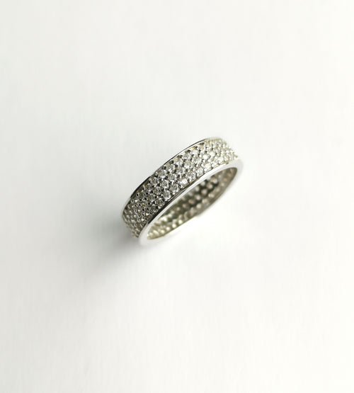 White Sapphire Eternity Band Ring in Sterling Silver