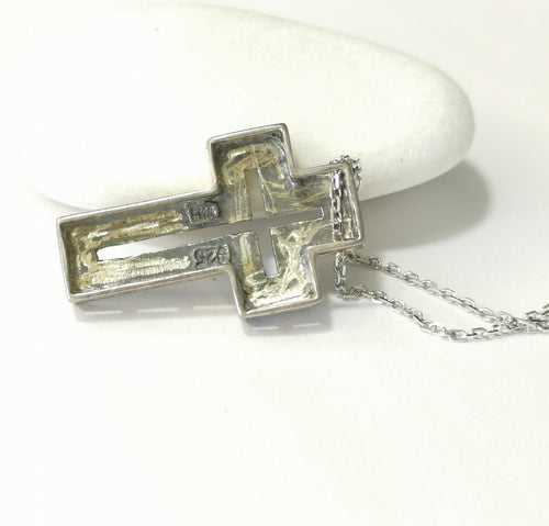 Marcasite Cross Pendant Necklace In Sterling Silver