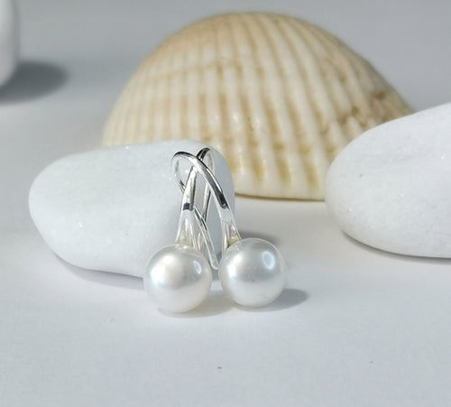 Minimalist White Freshwater Pearl Drop Earrings