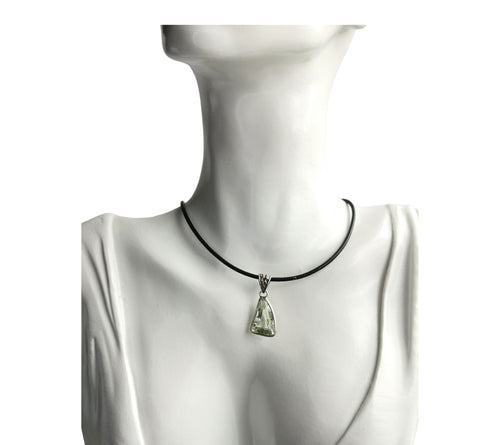 Modernist Green Amethyst Pendant Necklace