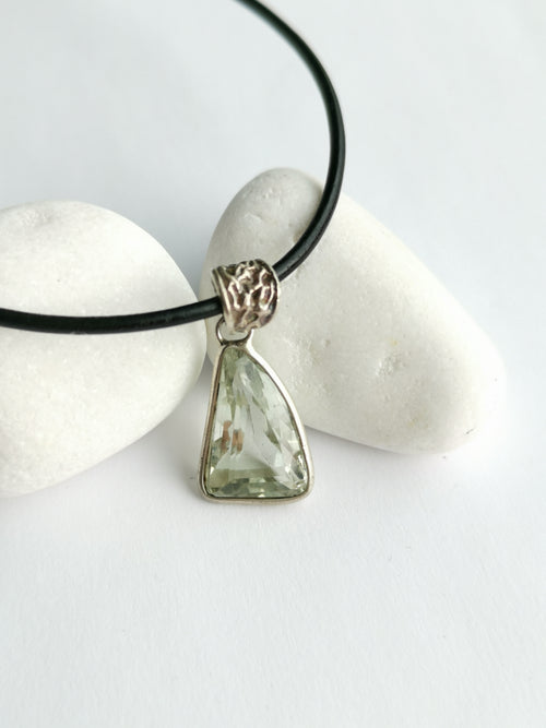 Modernist Green Amethyst Pendant Necklace