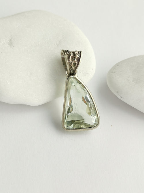 Modernist Green Amethyst Pendant Necklace