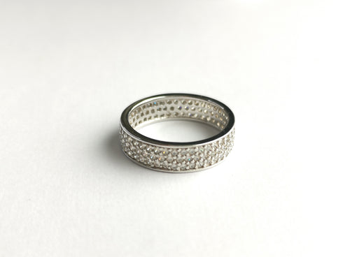 White Sapphire Eternity Band Ring in Sterling Silver