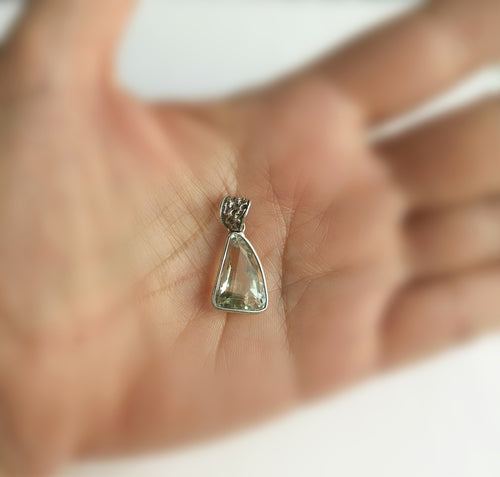 Modernist Green Amethyst Pendant Necklace