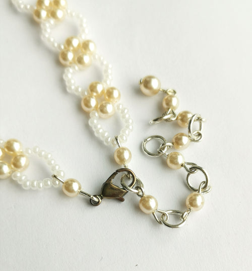 Vintage Czech Pearl Crystal Choker Necklace