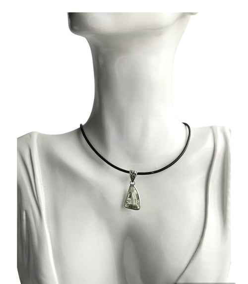 Modernist Green Amethyst Pendant Necklace