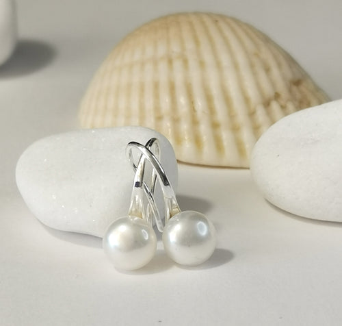 Minimalist White Freshwater Pearl Drop Earrings